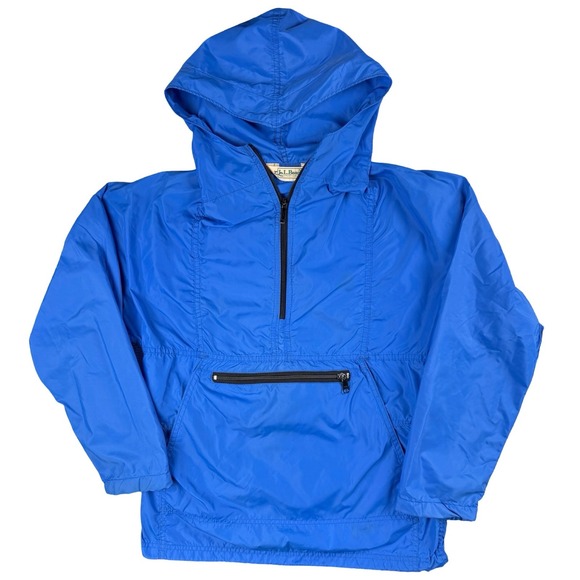 L.L. Bean Other - Vintage LL Bean Anorak Windbreaker Jacket Blue Nylon Pullover Hooded Mens Medium